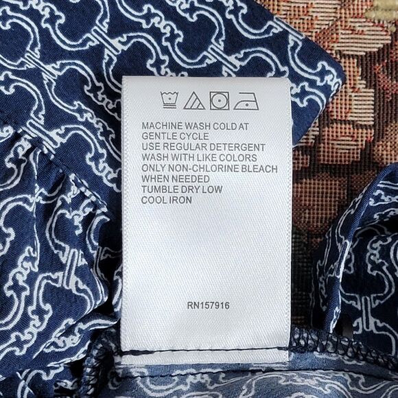 C Wonder by Christian Siriano Dress Womens Medium Blue White Long Sleeve Midi - Picture 13 of 13